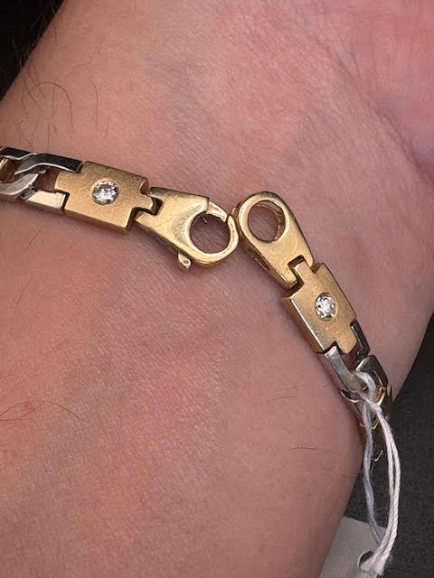 14K Yellow and White Gold Bracelet with Diamonds (1CTW) - 7.5 in - B6169